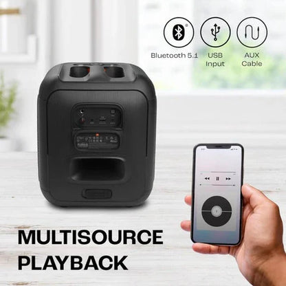 JBL PartyBox Encore Essential Bluetooth Party Speaker with JBL Pro Sound, IPX4 Splash proof, 100 Watt RMS Microphone Input High.⭐⭐⭐⭐⭐ (4.9/5)